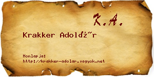 Krakker Adolár névjegykártya